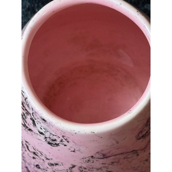 Vintage Bell Of California Pink Ceramic Vase With Marbleized Design 7" Tall - Picture 4 of 7